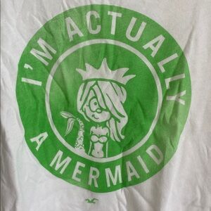 Hollister I’m Actually a Mermaid White Green Crop Tank Top Size M | Zara Larsson